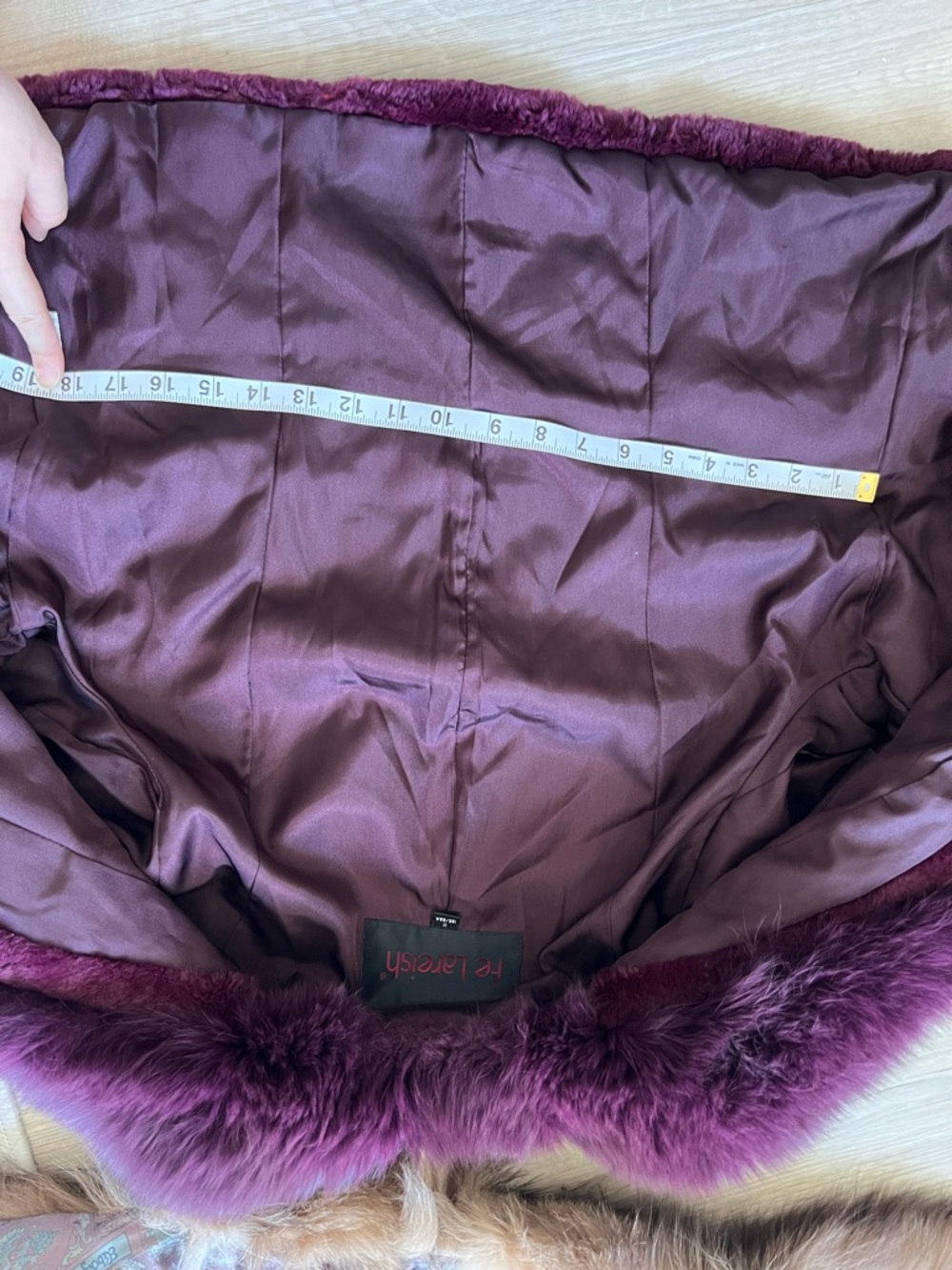 Vintage Purple Real Rabbit Fur Jacket w Fox Collar & Rose Belt Embroidered M - Picture 12 of 14